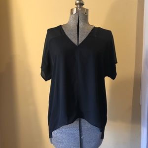 DKNY Black Chiffon Blouse w/2 Diff Sheer Shades